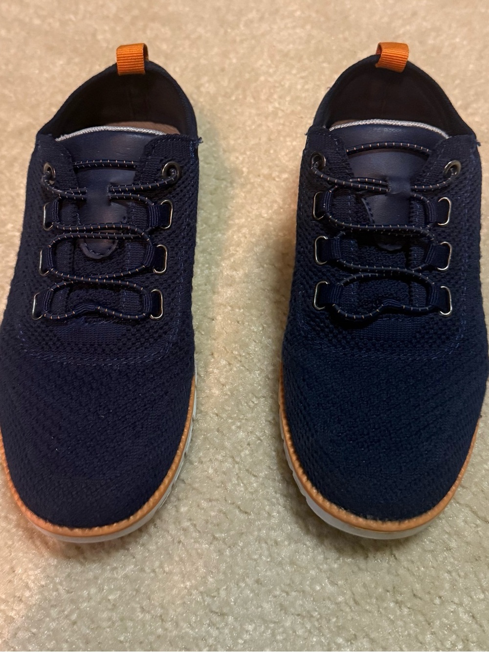 Men's Casual Knit Sneakers - Navy with Orange Accent